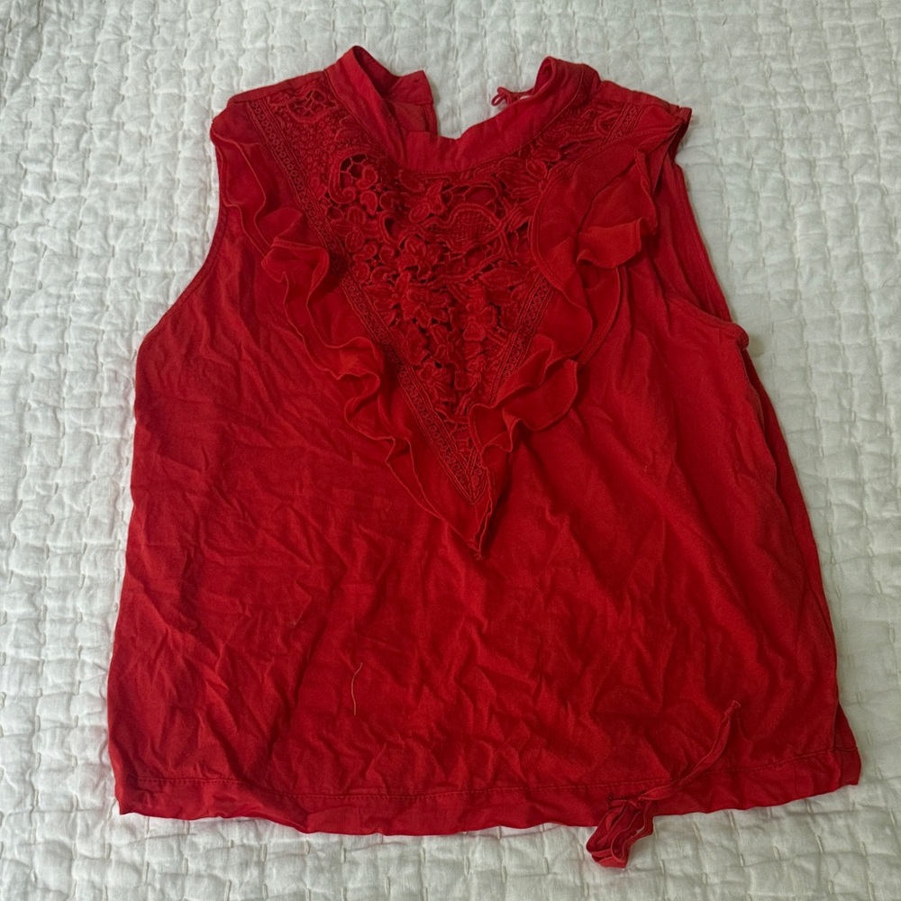 Elegant Red Lace Women's Top